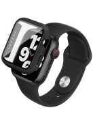 IMAK 20mm Flexible Silicone Watch Band + Shockproof PC Protective Case with Tempered Glass Screen Protector for Apple Watch SE 44mm / SE (2022) 44mm / Series 6 / 5 / 4 44mm - Black