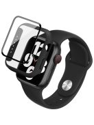 IMAK 20mm Flexible Silicone Watch Band + Shockproof PC Protective Case with Tempered Glass Screen Protector for Apple Watch SE 44mm / SE (2022) 44mm / Series 6 / 5 / 4 44mm - Black