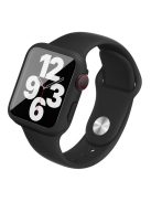 IMAK 20mm Flexible Silicone Watch Band + Shockproof PC Protective Case with Tempered Glass Screen Protector for Apple Watch SE 44mm / SE (2022) 44mm / Series 6 / 5 / 4 44mm - Black