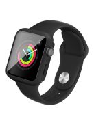 IMAK 20mm Sport Silicone Band + PC Protective Case with Tempered Glass Screen Protector for Apple Watch Series 3/2/1 42mm - Black