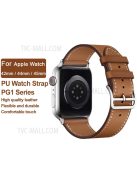 IMAK PG1 Series PU Leather Watchband Adjustable Watch Strap for Apple Watch Series 10 46mm / Ultra 2 Ultra 49mm / 9 8 7 45mm / SE (2023) SE (2022) SE 6 5 4 44mm / 3 2 1 42mm - Brown