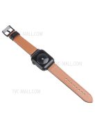 Ink Painting Pattern Genuine Leather Wrist Strap Adjustable Watch Band for Apple Watch Series 10 42mm / 9 8 7 41mm / 6 5 4 SE SE (2022) SE (2023) 40mm / 3 2 1 38mm - Black