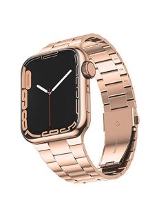   JLT For Apple Watch Series 10 46mm / Ultra 2 Ultra 49mm / 9 8 7 45mm / SE (2023) SE (2022) SE 6 5 4 44mm / 3 2 1 42mm Ultra Thin Watch Band Stainless Steel Replacement Wrist Strap - Rose Gold