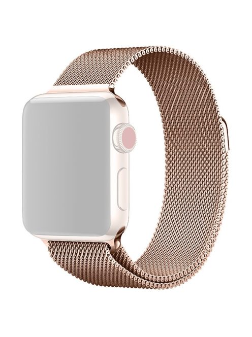 JLT Magnetic Milanese Stainless Steel Watch Band Wrist Strap for Apple Watch Series 10 42mm / 9 8 7 41mm / 6 5 4 SE SE (2022) SE (2023) 40mm / 3 2 1 38mm  - Rose Gold