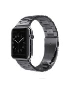 JLT Three Beads Stainless Steel Flat Buckles Watch Strap Band for Apple Watch Series 9 / 8 / 7 / 6 / SE (2023) / SE(2022) 40mm / 3 / 2 / 1 38mm  - Black