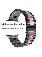 JLT Three Beads Stainless Steel Flat Buckles Watch Strap Band for Apple Watch Series 9 / 8 / 7 / 6 / SE (2023) / SE(2022) 40mm / 3 / 2 / 1 38mm  - Black / Pink