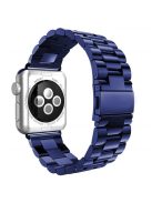 JLT Three Beads Stainless Steel Flat Buckles Watch Strap Band for Apple Watch Series 9 / 8 / 7 / 6 / SE (2023) / SE(2022) 40mm / 3 / 2 / 1 38mm  - Blue