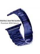 JLT Three Beads Stainless Steel Flat Buckles Watch Strap Band for Apple Watch Series 9 / 8 / 7 / 6 / SE (2023) / SE(2022) 40mm / 3 / 2 / 1 38mm  - Blue