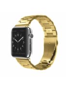 JLT Three Beads Stainless Steel Flat Buckles Watch Strap Band for Apple Watch Series 9 / 8 / 7 / 6 / SE (2023) / SE(2022) 40mm / 3 / 2 / 1 38mm  - Gold