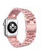 JLT Three Beads Stainless Steel Flat Buckles Watch Strap Band for Apple Watch Series 9 / 8 / 7 / 6 / SE (2023) / SE(2022) 40mm / 3 / 2 / 1 38mm  - Pink