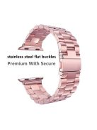 JLT Three Beads Stainless Steel Flat Buckles Watch Strap Band for Apple Watch Series 9 / 8 / 7 / 6 / SE (2023) / SE(2022) 40mm / 3 / 2 / 1 38mm  - Pink