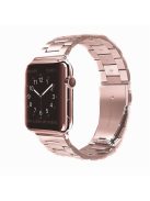 JLT Three Beads Stainless Steel Flat Buckles Watch Strap Band for Apple Watch Series 9 / 8 / 7 / 6 / SE (2023) / SE(2022) 40mm / 3 / 2 / 1 38mm  - Rose Gold