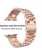 JLT Three Beads Stainless Steel Flat Buckles Watch Strap Band for Apple Watch Series 9 / 8 / 7 / 6 / SE (2023) / SE(2022) 40mm / 3 / 2 / 1 38mm  - Rose Gold