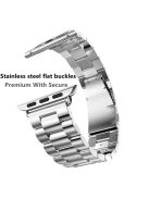 JLT Three Beads Stainless Steel Flat Buckles Watch Strap Band for Apple Watch Series 9 / 8 / 7 / 6 / SE (2023) / SE(2022) 40mm / 3 / 2 / 1 38mm  - Silver