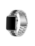 JLT Three Beads Stainless Steel Flat Buckles Watch Strap Band for Apple Watch Series 9 / 8 / 7 / 6 / SE (2023) / SE(2022) 40mm / 3 / 2 / 1 38mm  - Silver / Black