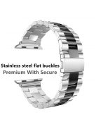 JLT Three Beads Stainless Steel Flat Buckles Watch Strap Band for Apple Watch Series 9 / 8 / 7 / 6 / SE (2023) / SE(2022) 40mm / 3 / 2 / 1 38mm  - Silver / Black