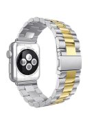 JLT Three Beads Stainless Steel Flat Buckles Watch Strap Band for Apple Watch Series 9 / 8 / 7 / 6 / SE (2023) / SE(2022) 40mm / 3 / 2 / 1 38mm  - Silver / Gold