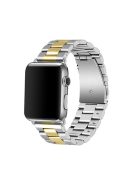 JLT Three Beads Stainless Steel Flat Buckles Watch Strap Band for Apple Watch Series 9 / 8 / 7 / 6 / SE (2023) / SE(2022) 40mm / 3 / 2 / 1 38mm  - Silver / Gold