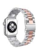 JLT Three Beads Stainless Steel Flat Buckles Watch Strap Band for Apple Watch Series 9 / 8 / 7 / 6 / SE (2023) / SE(2022) 40mm / 3 / 2 / 1 38mm  - Silver / Rose Gold