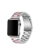 JLT Three Beads Stainless Steel Flat Buckles Watch Strap Band for Apple Watch Series 9 / 8 / 7 / 6 / SE (2023) / SE(2022) 40mm / 3 / 2 / 1 38mm  - Silver / Rose Gold