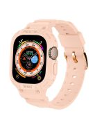 JUNSUNMAY For Apple Watch Ultra 49mm Watch Band Soft TPU Replacement Strap with Bumper Protective Case - Pink