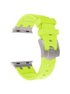 KALEBO For Apple Watch 10 46mm / Ultra 2 / Ultra 49mm / 9 8 7 45mm / SE (2023) SE (2022) SE 6 5 4 44mm / 3 2 1 42mm Liquid Silicone Strap - Titanium+Fluorescent Green