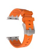 KALEBO For Apple Watch 10 46mm / Ultra 2 / Ultra 49mm / 9 8 7 45mm / SE (2023) SE (2022) SE 6 5 4 44mm / 3 2 1 42mm Liquid Silicone Strap - Titanium+Orange