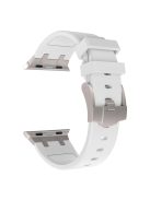 KALEBO For Apple Watch 10 46mm / Ultra 2 / Ultra 49mm / 9 8 7 45mm / SE (2023) SE (2022) SE 6 5 4 44mm / 3 2 1 42mm Liquid Silicone Strap - Titanium+White