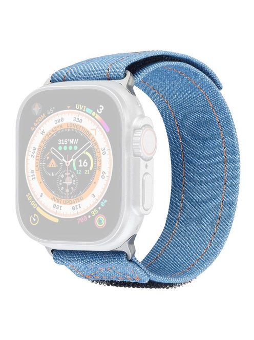 KALEBOL Denim Watch Strap for Apple Watch 10 46mm / Ultra 2 / Ultra 49mm / 9 8 7 45mm / SE (2023) SE (2022) SE 6 5 4 44mm / 3 2 1 42mm Magic Tape Band - Baby Blue