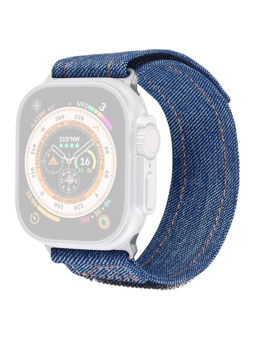 KALEBOL Denim Watch Strap for Apple Watch 10 46mm / Ultra 2 / Ultra 49mm / 9 8 7 45mm / SE (2023) SE (2022) SE 6 5 4 44mm / 3 2 1 42mm Magic Tape Band - Dark Blue