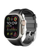 KALEBOL For Apple Watch 10 46mm / Ultra 2 / Ultra 49mm / 9 8 7 45mm / SE (2023) SE (2022) SE 6 5 4 44mm / 3 2 1 42mm  Watch Bracelet - Black / Silver Buckle