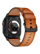 KALEBOL For Apple Watch 10 46mm / Ultra 2 / Ultra 49mm / 9 8 7 45mm / SE (2023) SE (2022) SE 6 5 4 44mm / 3 2 1 42mm Cowhide Leather Band - Black+Brown