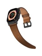 KALEBOL For Apple Watch 10 46mm / Ultra 2 / Ultra 49mm / 9 8 7 45mm / SE (2023) SE (2022) SE 6 5 4 44mm / 3 2 1 42mm Cowhide Leather Band - Black+Dark Brown