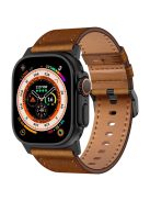 KALEBOL For Apple Watch 10 46mm / Ultra 2 / Ultra 49mm / 9 8 7 45mm / SE (2023) SE (2022) SE 6 5 4 44mm / 3 2 1 42mm Cowhide Leather Band - Black+Red Brown