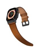 KALEBOL For Apple Watch 10 46mm / Ultra 2 / Ultra 49mm / 9 8 7 45mm / SE (2023) SE (2022) SE 6 5 4 44mm / 3 2 1 42mm Cowhide Leather Band - Black+Red Brown