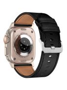 KALEBOL For Apple Watch 10 46mm / Ultra 2 / Ultra 49mm / 9 8 7 45mm / SE (2023) SE (2022) SE 6 5 4 44mm / 3 2 1 42mm Cowhide Leather Band - Titanium+Black