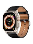 KALEBOL For Apple Watch 10 46mm / Ultra 2 / Ultra 49mm / 9 8 7 45mm / SE (2023) SE (2022) SE 6 5 4 44mm / 3 2 1 42mm Cowhide Leather Band - Titanium+Black