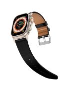 KALEBOL For Apple Watch 10 46mm / Ultra 2 / Ultra 49mm / 9 8 7 45mm / SE (2023) SE (2022) SE 6 5 4 44mm / 3 2 1 42mm Cowhide Leather Band - Titanium+Black