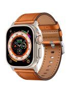 KALEBOL For Apple Watch 10 46mm / Ultra 2 / Ultra 49mm / 9 8 7 45mm / SE (2023) SE (2022) SE 6 5 4 44mm / 3 2 1 42mm Cowhide Leather Band - Titanium+Brown