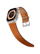 KALEBOL For Apple Watch 10 46mm / Ultra 2 / Ultra 49mm / 9 8 7 45mm / SE (2023) SE (2022) SE 6 5 4 44mm / 3 2 1 42mm Cowhide Leather Band - Titanium+Brown