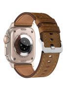 KALEBOL For Apple Watch 10 46mm / Ultra 2 / Ultra 49mm / 9 8 7 45mm / SE (2023) SE (2022) SE 6 5 4 44mm / 3 2 1 42mm Cowhide Leather Band - Titanium+Dark Brown