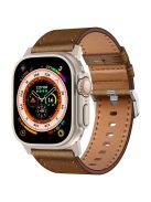 KALEBOL For Apple Watch 10 46mm / Ultra 2 / Ultra 49mm / 9 8 7 45mm / SE (2023) SE (2022) SE 6 5 4 44mm / 3 2 1 42mm Cowhide Leather Band - Titanium+Dark Brown