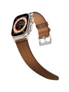 KALEBOL For Apple Watch 10 46mm / Ultra 2 / Ultra 49mm / 9 8 7 45mm / SE (2023) SE (2022) SE 6 5 4 44mm / 3 2 1 42mm Cowhide Leather Band - Titanium+Dark Brown