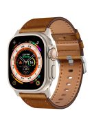 KALEBOL For Apple Watch 10 46mm / Ultra 2 / Ultra 49mm / 9 8 7 45mm / SE (2023) SE (2022) SE 6 5 4 44mm / 3 2 1 42mm Cowhide Leather Band - Titanium+Red Brown