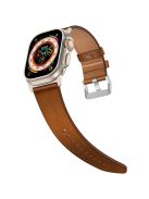 KALEBOL For Apple Watch 10 46mm / Ultra 2 / Ultra 49mm / 9 8 7 45mm / SE (2023) SE (2022) SE 6 5 4 44mm / 3 2 1 42mm Cowhide Leather Band - Titanium+Red Brown