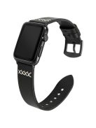 KALEBOL For Apple Watch 10 46mm / Ultra 2 / Ultra 49mm / 9 8 7 45mm / SE (2023) SE (2022) SE 6 5 4 44mm / 3 2 1 42mm Cross-Stitch Leather Strap - Black