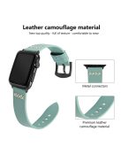 KALEBOL For Apple Watch 10 46mm / Ultra 2 / Ultra 49mm / 9 8 7 45mm / SE (2023) SE (2022) SE 6 5 4 44mm / 3 2 1 42mm Cross-Stitch Leather Strap - Black