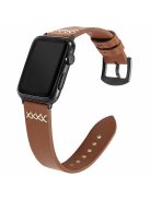 KALEBOL For Apple Watch 10 46mm / Ultra 2 / Ultra 49mm / 9 8 7 45mm / SE (2023) SE (2022) SE 6 5 4 44mm / 3 2 1 42mm Cross-Stitch Leather Strap - Brown