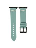 KALEBOL For Apple Watch 10 46mm / Ultra 2 / Ultra 49mm / 9 8 7 45mm / SE (2023) SE (2022) SE 6 5 4 44mm / 3 2 1 42mm Cross-Stitch Leather Strap - Green