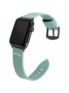 KALEBOL For Apple Watch 10 46mm / Ultra 2 / Ultra 49mm / 9 8 7 45mm / SE (2023) SE (2022) SE 6 5 4 44mm / 3 2 1 42mm Cross-Stitch Leather Strap - Green